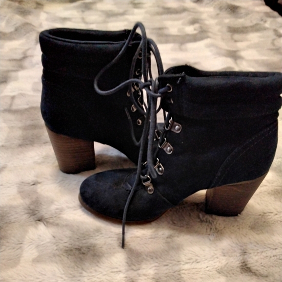 Women's SM New York Blue Suede Combat Boots     Size 7 - Picture 4 of 6